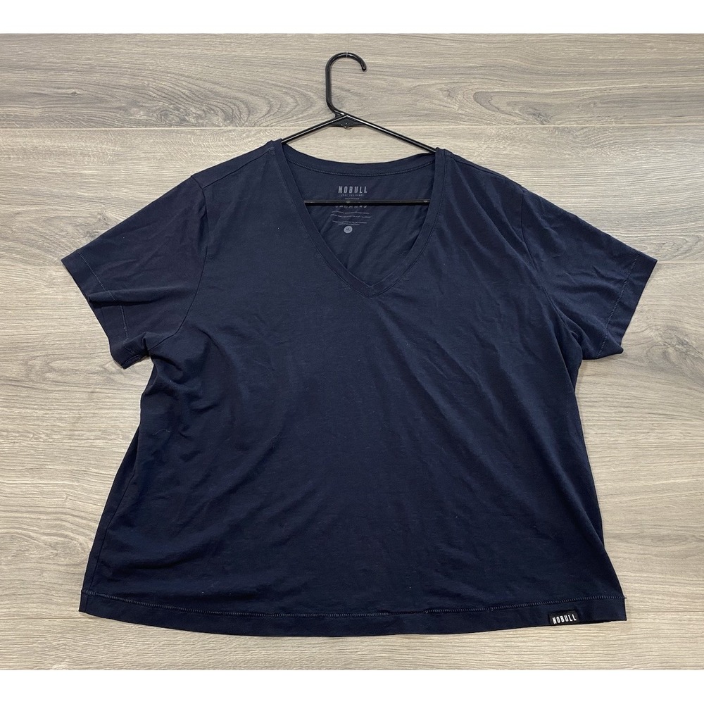 No Bull Project Womens Blue Boxy Crop Short Sleeve Shirt Top Size XL